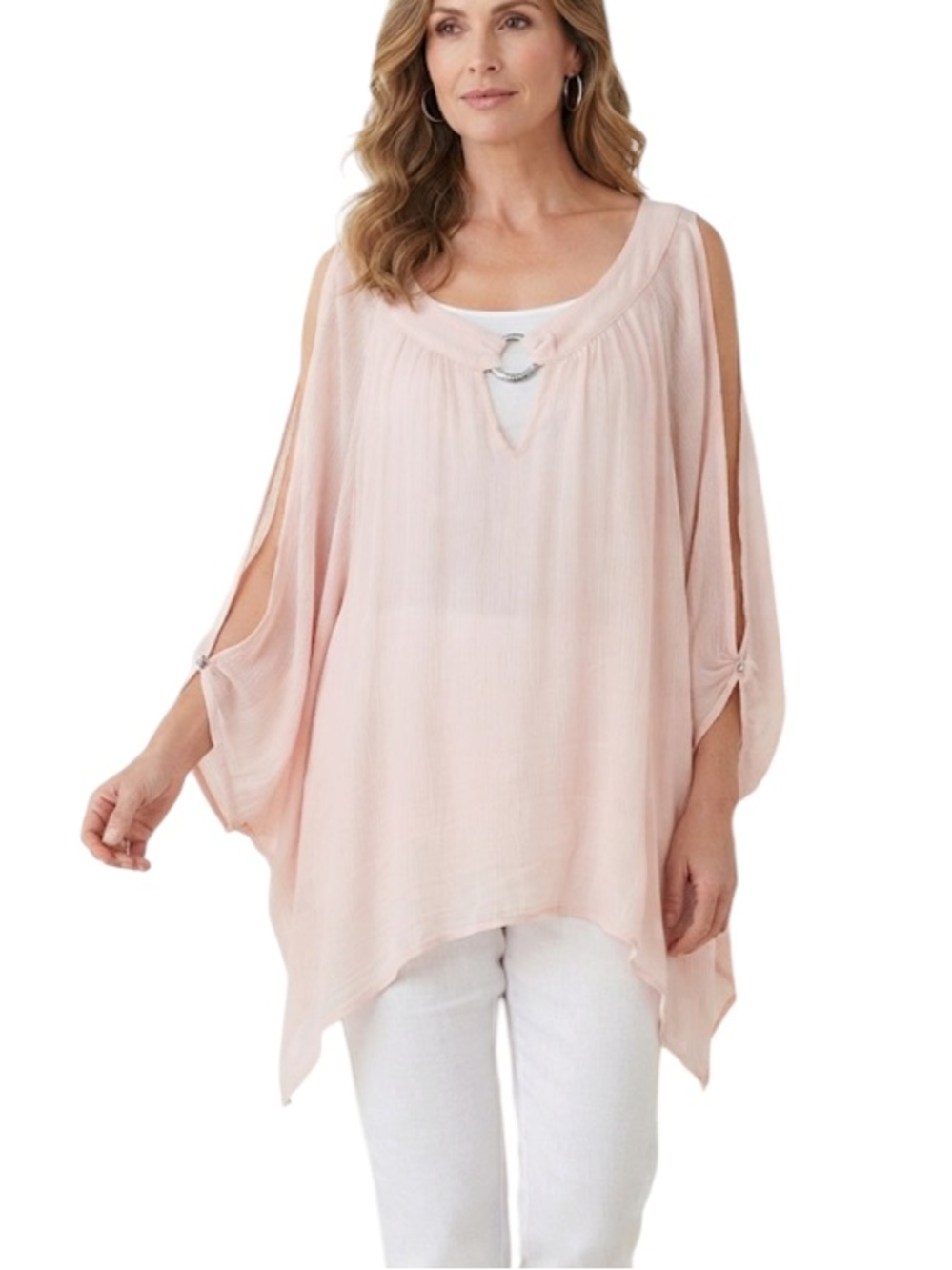 Elegant Pink Women's Top with Ring Detail by & by size 3X 
#133/3tt